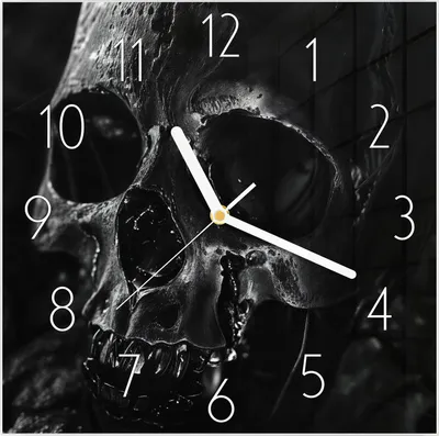Produktbild von Wanduhr aus Glas mit Motiv Schädelaufnahme- 30 x 30 cm - inkl. Aufhängesystem