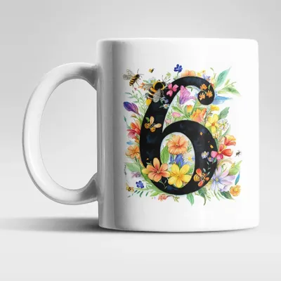 Produktbild von Name A bis Z und 0 bis 9 Blumen Bienen Kaffeetasse Teetasse Tasse Geschenkidee – 6