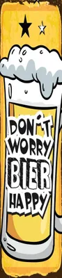 Produktbild von vianmo Holzschild 46x10 cm Don’t worry Bier happy
