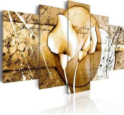 Produktbild von Leinwandbilder 200x100 cm b-A-0232-b-o Vlies Leinwandbild 5 tlg Kunstdruck modern Wandbilder XXL Wanddekoration Design Wand Bild ABSTRAKT BLUMEN WIE GEMALT