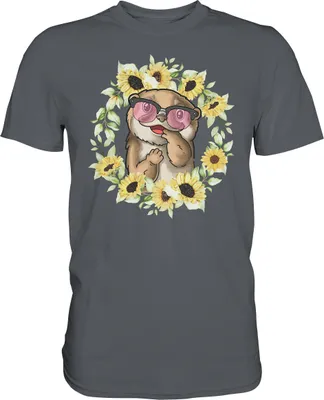 Produktbild von Otter Sonnenblumen Shirt Gärtner Sommer Garten Motiv – Dark Grey / L