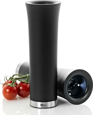 Produktbild von AdHoc EP46 elektrische Salzmühle oder Pfeffermühle mit Kipp-Mechanismus und LED Milano black, Kunststoff | Edelstahl