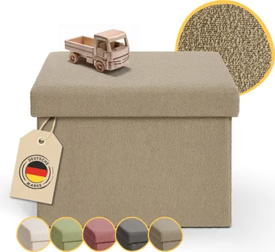 Produktbild von Laleni Sitzbank mit Stauraum - Truhenbank mit Stauraum 41x31x31 cm - Sitztruhe mit Stauraum - Sitzwürfel - Stauraum Hocker Teddy in Taupe