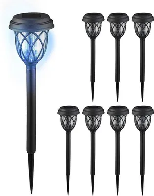 Produktbild von Gartenlaternen-Set 8 Teelampen 425x10cm LED schwarz/transparent
