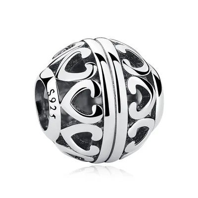 Produktbild von PANDACHARMS Herzball Charm, 925er Sterling Silber, passt zu Pandora