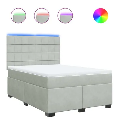 Productafbeelding van vidaXL Boxspringbed met matras, lichtgrijs, 140x190 cm, fluweel