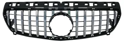 Immagine prodotto di Griglia radiatore per Mercedes A W176, modello dal 2012 al 08.2015, A45, stile Panamericana, colore nero con dettagli cromati.