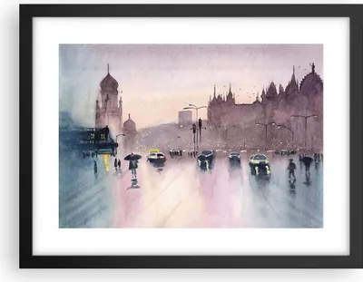 Produktbild von Gerahmtes Poster - Schwarzer Rahmen - Aquarell Stadt historische Denkmäler - 40x30 cm - Wand Bild - Wanddeko - Wandbilder - Kunstposter - Wandposter - Bilderrahmen - Bilder - P2BAA40x30-4579