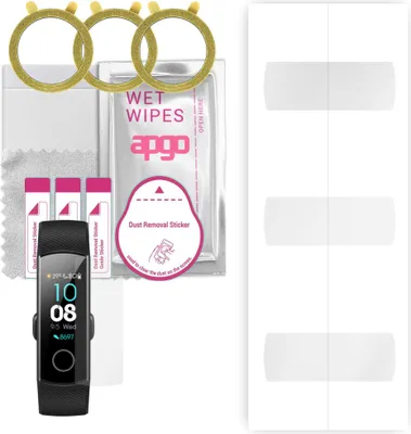 Produktbild von apgo 3 Stück Schutzfolie, klar, kompatibel mit Honor Band 4 Smartwatch, Hydrogel Displayschutzfolie mit Positionierhilfe, Displayfolie, robust und kratzfest