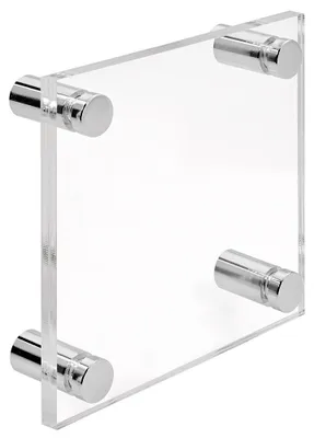 Produktbild von Firmenschild Namensschild Acrylglas 100x100 mm – inkl. 4 Alu-Abstandshalter 13x19 mm, Chrome, Türschild