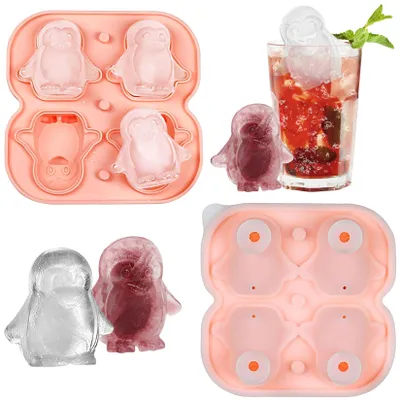 Eiswürfelform Pinguin, Silikon, 4 Stück, lustig