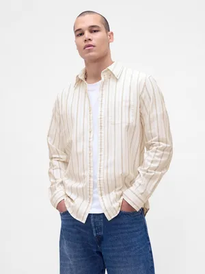 Produktbild von GAP Herren Oxford Hemd aus Baumwoll-Stretch mit Button-Down-Kragen, Langarm, Grün, Größe L