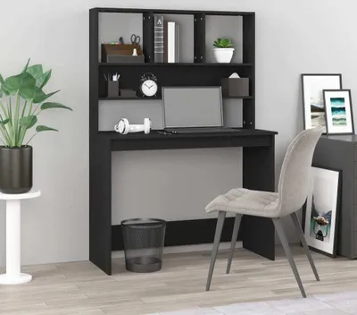 Obrázok produktu pre vidaXL Písací stôl s policou čierny 102x45x148 cm z umelého dreva