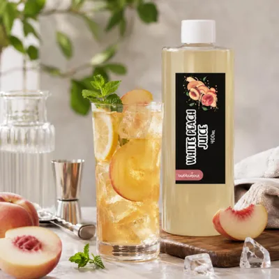 Zdjęcie produktu dla BubbleJoy Syrop o smaku białej brzoskwini 400 ml – owocowy dodatek do Bubble Tea, drinków i wody