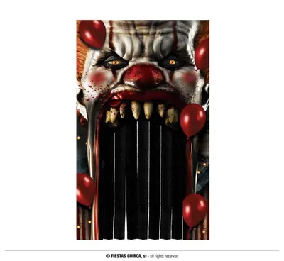 Obrázek produktu pro Dekorace závěs Halloween - Klaun - horor To - Pennywise - 145 x 240 cm