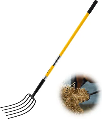 Produktbild von VEVOR Dunggabel 1450 mm, 5-Zinken-Heugabel mit Fiberglasstiel, Mistgabel, Mistforke, Gartenforke, Spatengabel aus geschmiedetem Stahl für Heu, Kartoffelkompostierung, Umpflanzen und Belüftung