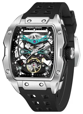Immagine prodotto di Orologio da uomo Pagani Design Rubefy, automatico, movimento a vista, nero/argento