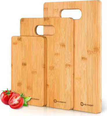 Produktbild von Schneidebrett Holz Set - 3x sehr massives Premium Holzbrett mit Holz Doppellagen HEIMWERT