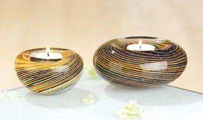 Produktbild von Gilde Glas Teelichthalter Stripes 39137