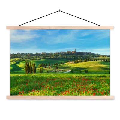 Produktbild von MuchoWow® Textilposter Toskana - Landschaft - Blumen 60x40 cm mit holzfarbenen Rahmen - Bilder