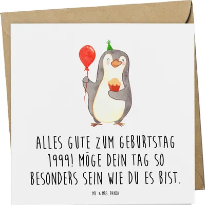 Produktbild von Mr. & Mrs. Panda Deluxe Karte 1999 Geburtstag - Weiß - Geschenk, Alter, Glückwunschkarte, Feier, Geburtstagsgeschenk, Grußkarte, anlasskarte, besonderes, Geburtsjahr