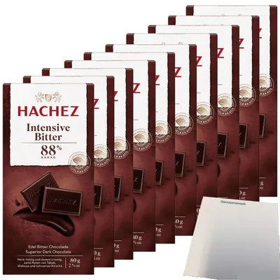 Produktbild von Hachez Schokolade Intensive Bitter 88% VPE (10x80g Tafel) + usy Block