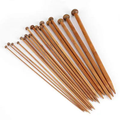 Stricknadeln aus Bambus, 36 Stück, 18 Größen, 2,0–10,0 mm, 25 cm