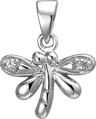 Produktbild von Kinder Anhänger Libelle aus 925 Silber mit 2 Zirkonia Halsschmuck rhodiniert