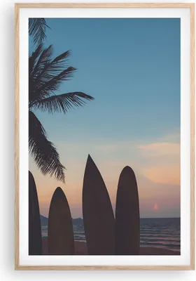 Produktbild von Gerahmtes Poster - Rahmen in heller Eiche - Strand Meer Palme - 61x91,5 cm - Wand Bild - Wanddeko - Wandbilder - Wandposter - Bilderrahmen - Bilder - Kunstdruck - Wandbild - P2NPA61x91-4080
