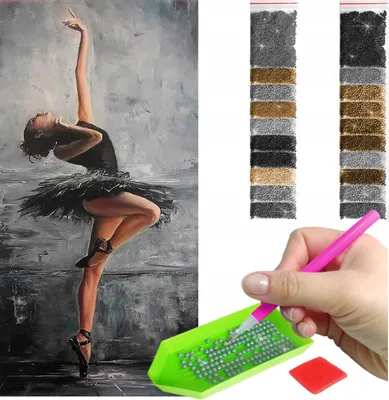 Produktbild von ARTULIO - Diamond Painting Set - Elegante Ballerina in Grautönen - 80 x 40 cm - Groß XXL - Diamant Painting, Bilder DIY