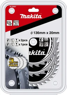 Obrázok produktu pre Súprava kotúčových pílových listov B-33897, Ø 136 mm, 16Z / 24Z (3-dielna, 20 mm otvor, pre akumulátorové píly)