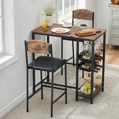 Immagine prodotto di Set composto da un bancone con 2 sgabelli, un tavolo da bar, un tavolo da cucina, tutto in colore nero