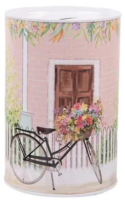 Image de Clayre & Eef Tirelires Ø 10x15 cm Métal Rose Bicyclette