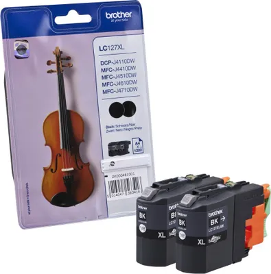 Produktbild von Brother LC127XLBK Twin-Pack - 2er-Pack - Schwarz - original - Blister mit Diebstahlsicherung - Tintenpatrone - für Brother DCP-J4110DW, MFC-J4410DW, MFC-J4510DW, MFC-J4710DW