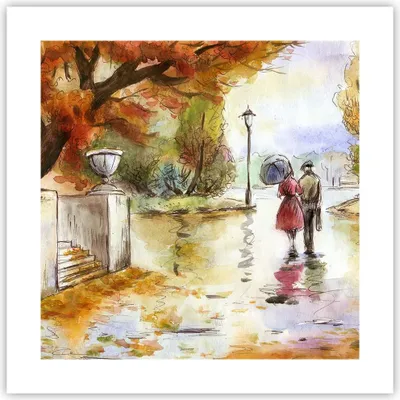 Produktbild von Poster - Poster ohne Rahmen - Wetter regen herbst park - 40x40 cm - Wand Bild - Wanddeko - Wandbilder - Kunstposter - Wandposter - Bilder - Kunstdruck - Wanddekoration - Wandbild - P2XAC40x40-2914