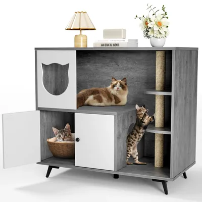Immagine prodotto di Casa per gatti - Rifugio per gatti - Gabbia per gatti - Arredamento per gatti - Lettiera coperta - Grande, dimensioni 100x92x50 cm