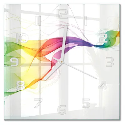 Produktbild von Glas Wanduhr 30x30 cm - Wanduhr - lautlose Wanduhr - ohne Ticken - geräuschloses Uhrwerk - schleichende Zeiger - moderne Uhr - Design Uhr - Wohnzimmer Uhr - Farbenfrohe Abstraktion