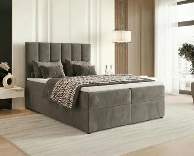 Produktbild von Chilly Möbel Design Boxspringbett ASTORIA 160x200 cm mit Bettkasten & Stauraum und Matratze H2/H3, Topper 4cm, Polsterbett Samt / Velours - Jasmine 96 Dunkelgrau