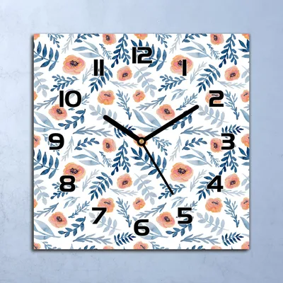Produktbild von Wanduhr Echt-Glas-Küchenuhr Mohnblumen Aquarell Quarz 30x30 Deko Bilder