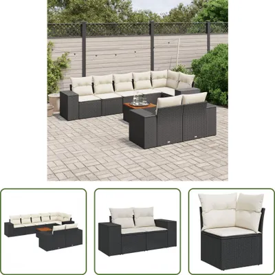 Produktbild von The Living Store 9-tlg. Garten-Sofagarnitur mit Kissen Schwarz Poly Rattan