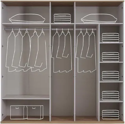 Produktbild von Kleiderschrank Schlafzimmerschrank Schrank Grau Holz Spiegel 5 Türen