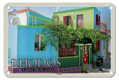 Produktbild von Blechschild Reise 18x12cm Rhodos Griechenland Koskinou Gasse Schild