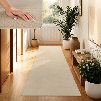 Produktbild von Moderner Wohnzimmer Teppich Kurzflor Waschbar Weich Felloptik Anti-Rutsch Grösse 60x100 cm
