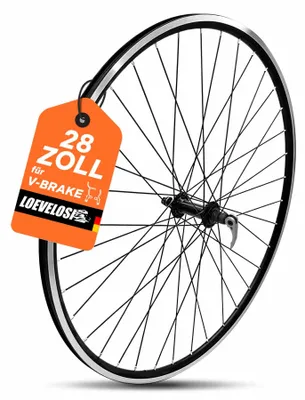 Produktbild von Laufrad Alu Rennrad Vorderrad 28 Zoll Felgenbremse schwarz 36 Speichen
