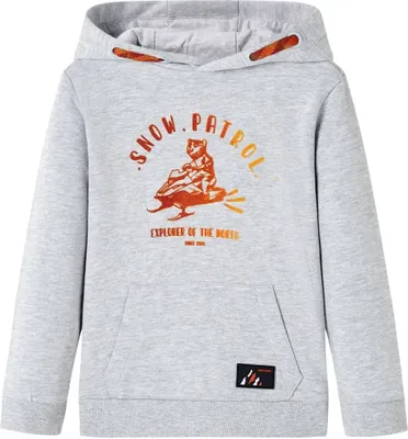 Produktbild von Kinder-Kapuzenpullover Grau Melange und Orange 104