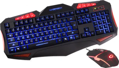 Produktbild von ESPERANZA EGK3000, Volle Größe (100%), Kabelgebunden, USB, QWERTY, Schwarz, Rot, Maus enthalten