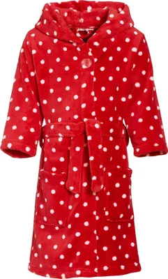 Produktbild von Playshoes - Fleece-Bademantel mit Kapuze - Punkte Rot, Gr. 122/128