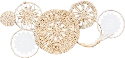 Produktbild von Boho Deko L89cm Natur Weiß Baumwolle Metall Wandbild Wanddeko Bohostyle Bild