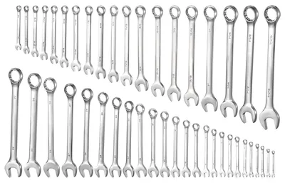 Produktbild von Maulschlüsselset 44-tlg. (SAE & Metrisch), Gabelschlüsselsatz (12-Kant) Schraubenschlüsselset mit Rolltasche
