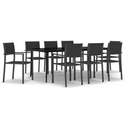 Immagine prodotto di vidaXL set da pranzo da giardino 9 pezzi nero